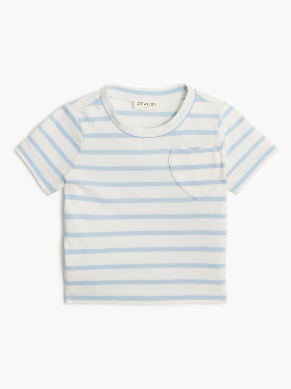 Crewcuts Baby & Toddler Girls' Heart Pocket Tee in Chateau Blue‎ Stripe 6-12m